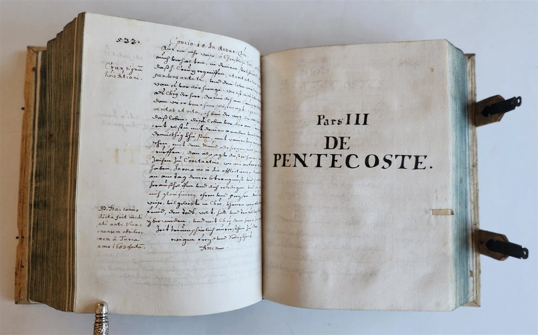 1684 MANUSCRIPT - SERMONS antique PIGSKIN BOUND by Philipp Jacob Franz AUSTRIA - 14