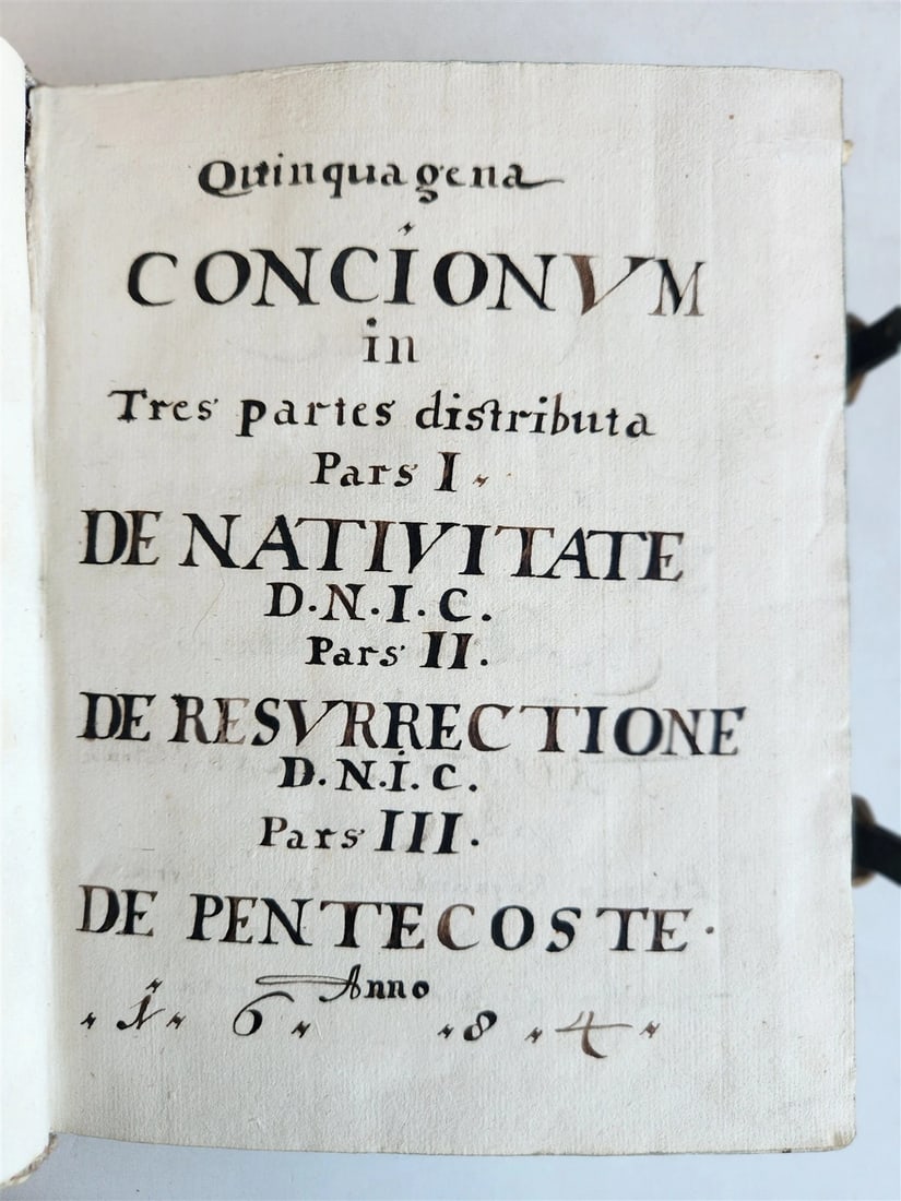1684 MANUSCRIPT - SERMONS antique PIGSKIN BOUND by Philipp Jacob Franz AUSTRIA - 3