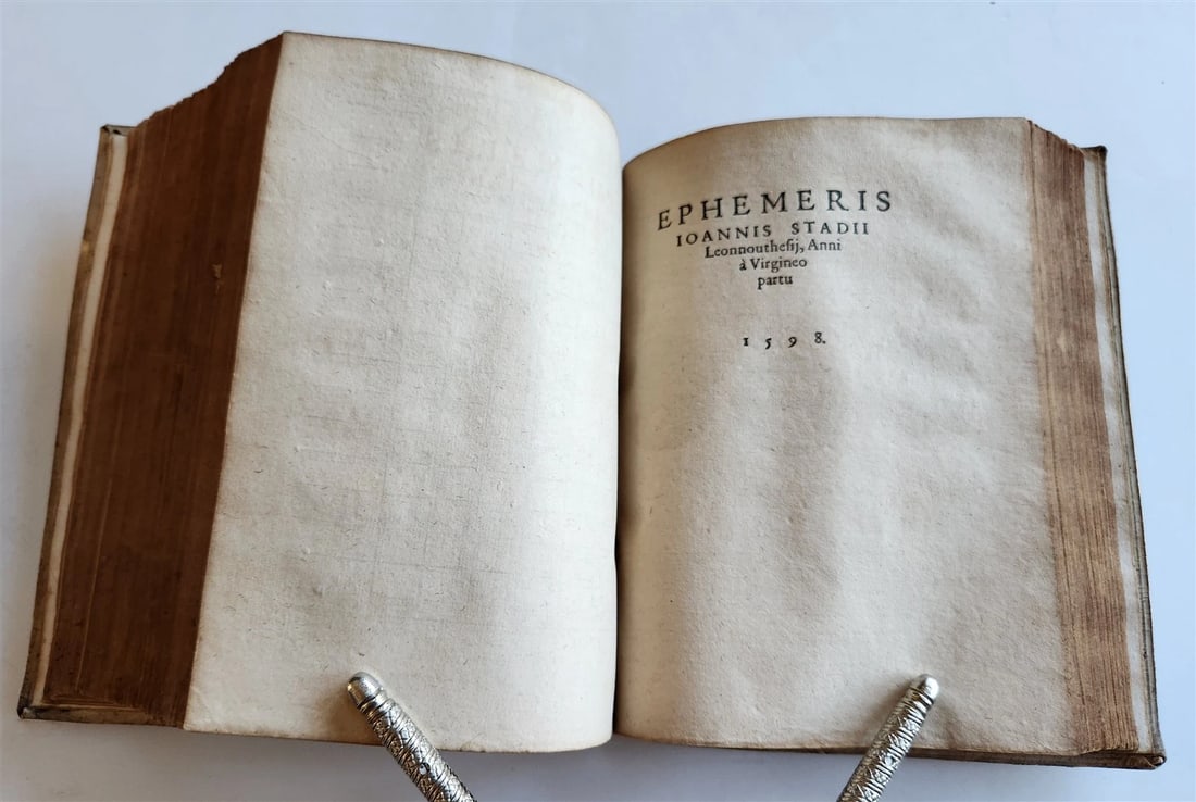 1581 ASTROLOGY & ASTRONOMY Ephemerides Johannes Stadius ANTIQUE 2 PIGSKIN VOLS - 13
