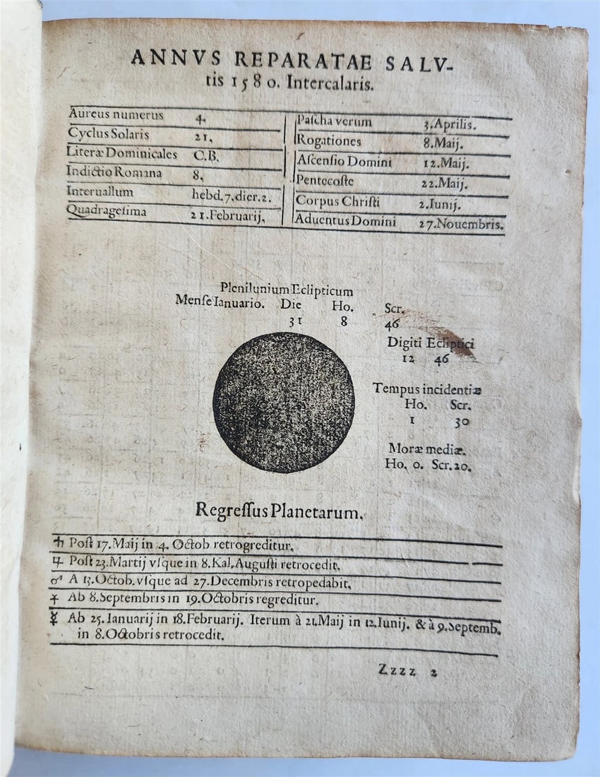 1581 ASTROLOGY & ASTRONOMY Ephemerides Johannes Stadius ANTIQUE 2 PIGSKIN VOLS - 8