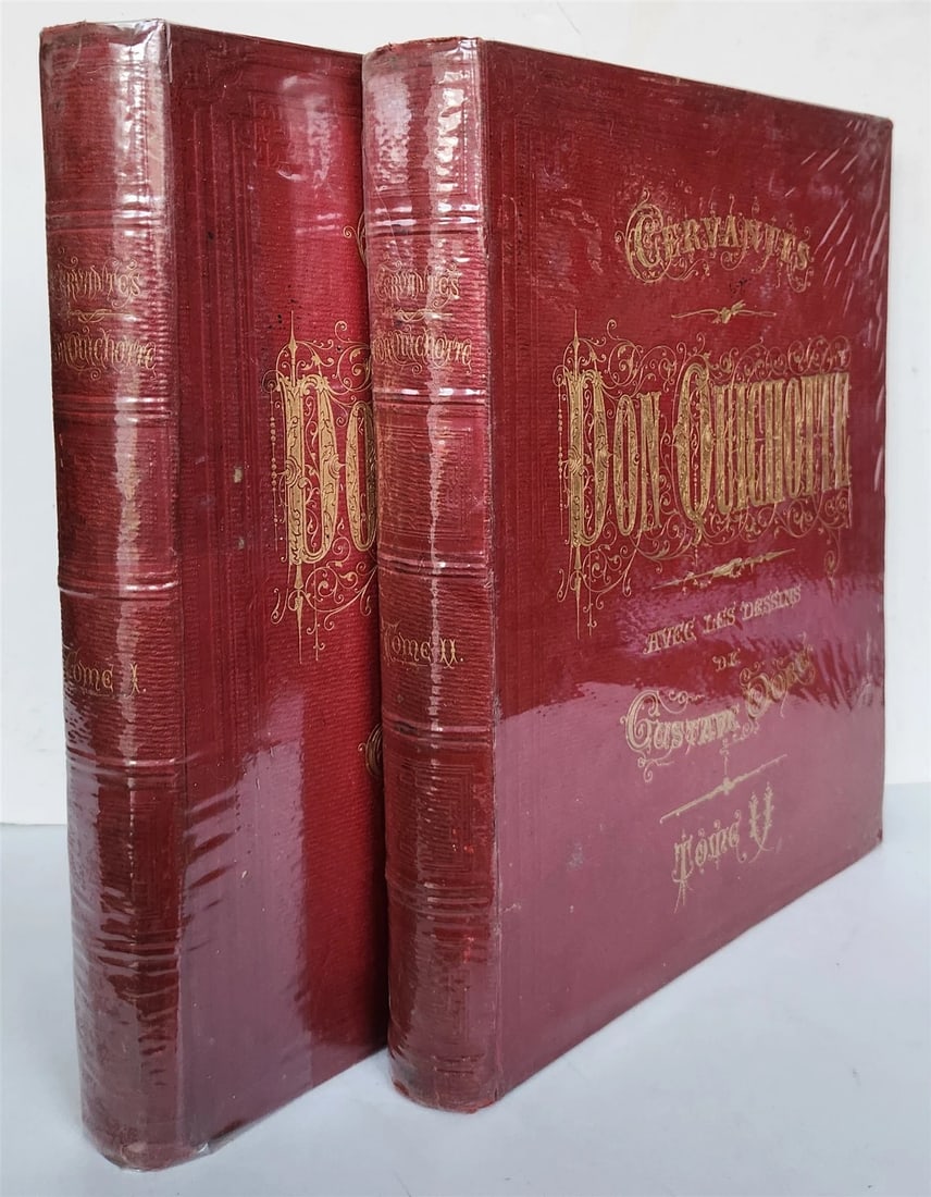 1869 DON QUIXOTE by CERVANTES illustrated by GUSTAVE DORE antique 2 FOLIO VOLS - 3