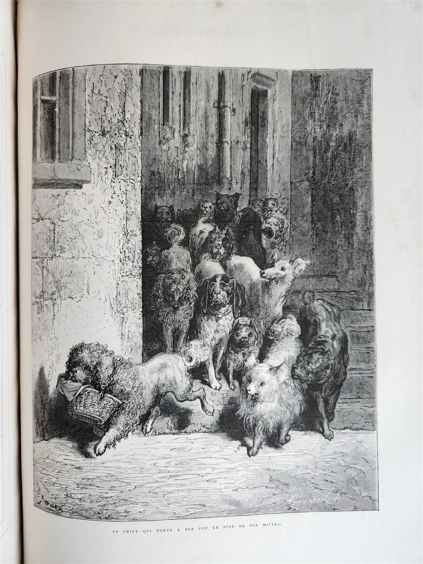 1868 FABLES by J. de LA FONTAINE illustrated by GUSTAVE DORE antique FOLIO - 10