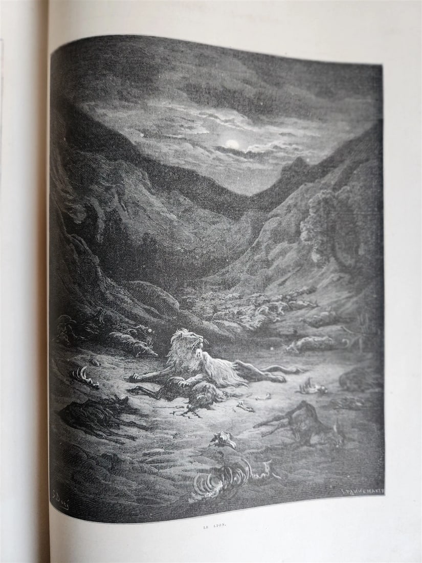 1868 FABLES by J. de LA FONTAINE illustrated by GUSTAVE DORE antique FOLIO - 5
