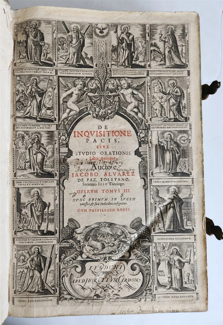 1617 De INQUISITIONE PACIS by JACOBI ALVAREZ antique HAND TOOLED PIGSKIN FOLIO (1 of 12)