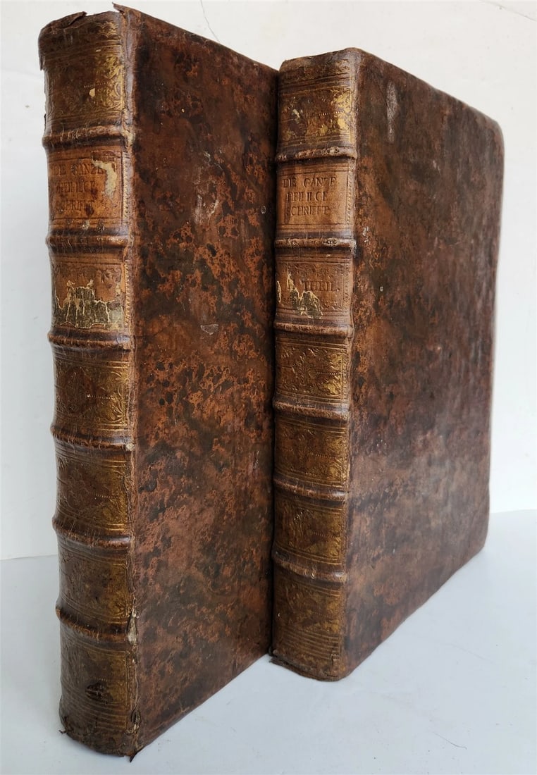 1734 BIBLE IN GERMAN ILLUSTRATED antique 2 FOLIO VOLUMES - 3