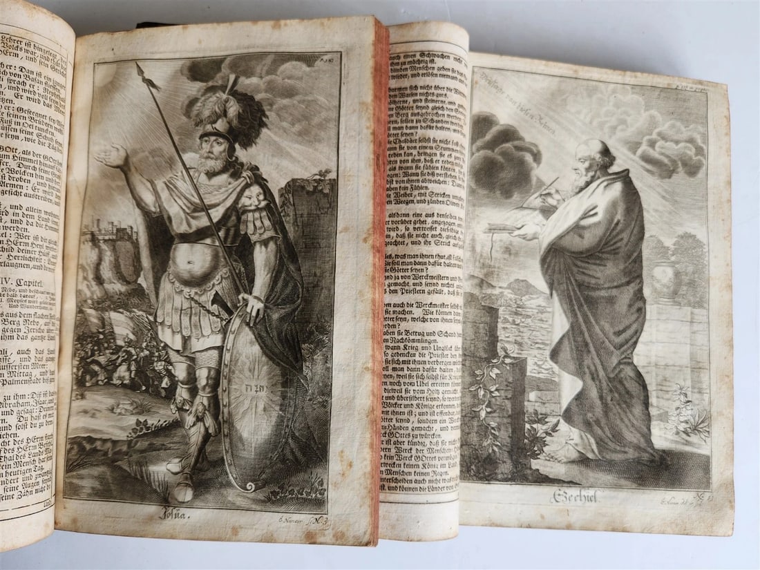 1734 BIBLE IN GERMAN ILLUSTRATED antique 2 FOLIO VOLUMES - 6