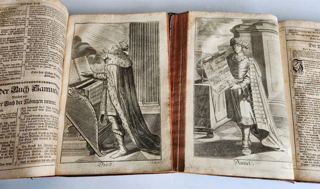 1734 BIBLE IN GERMAN ILLUSTRATED antique 2 FOLIO VOLUMES - 7