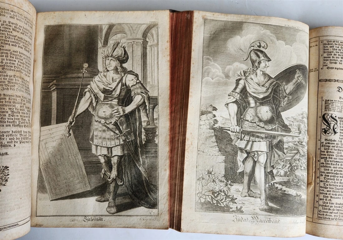 1734 BIBLE IN GERMAN ILLUSTRATED antique 2 FOLIO VOLUMES - 8