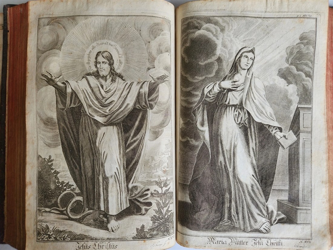 1734 BIBLE IN GERMAN ILLUSTRATED antique 2 FOLIO VOLUMES - 9