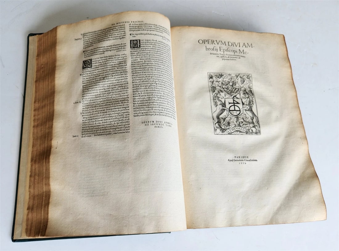 1539 DIVI AMBROSII OMNIA OPERA antique 16th CENTURY MASSIVE FOLIO - 8