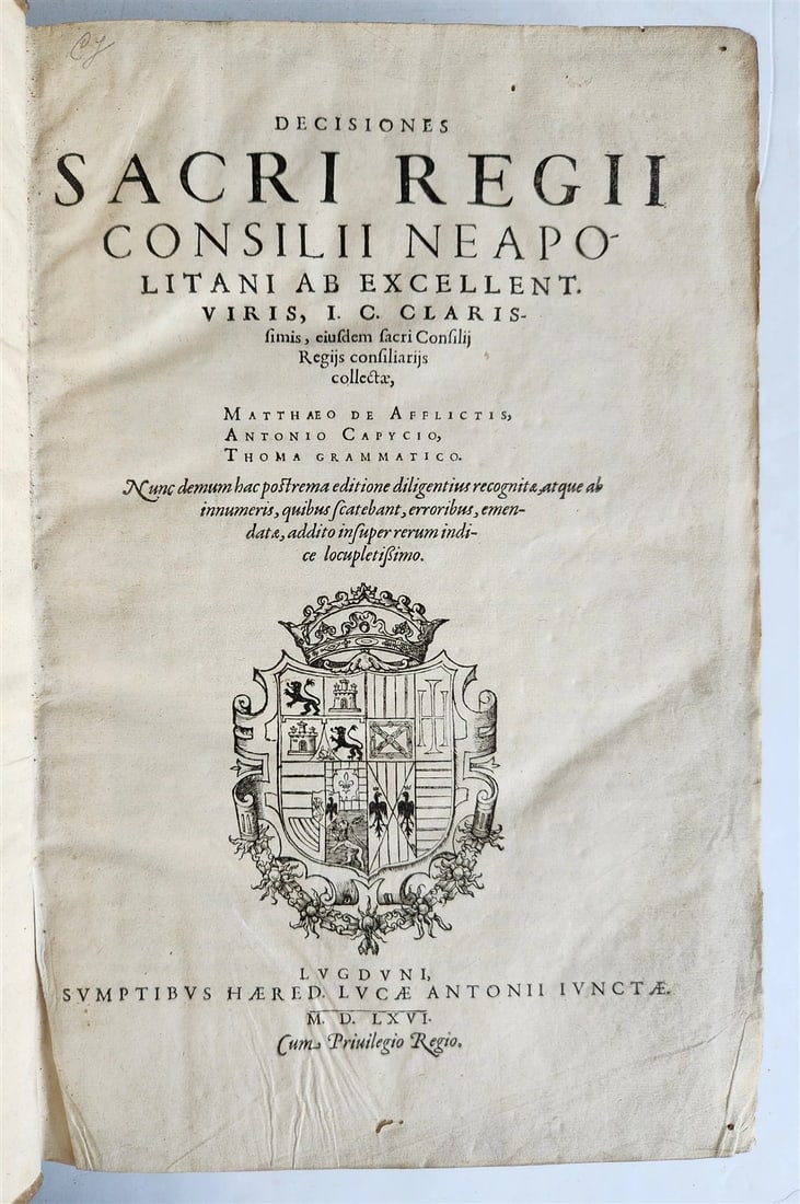 1566 LAW BOOK antique PIGSKIN FOLIO Decisions of Holy Royal Council of Naples - 2