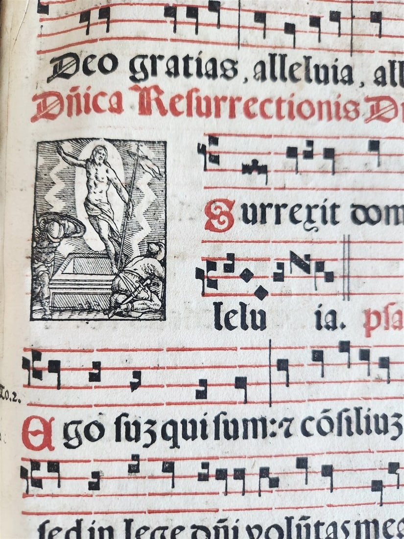 1586 ANTIPHONARIUM ROMANUM antique 16th CENTURY w/ ORIGINAL BINDING - 3