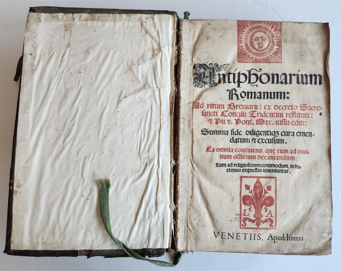 1586 ANTIPHONARIUM ROMANUM antique 16th CENTURY w/ ORIGINAL BINDING - 7