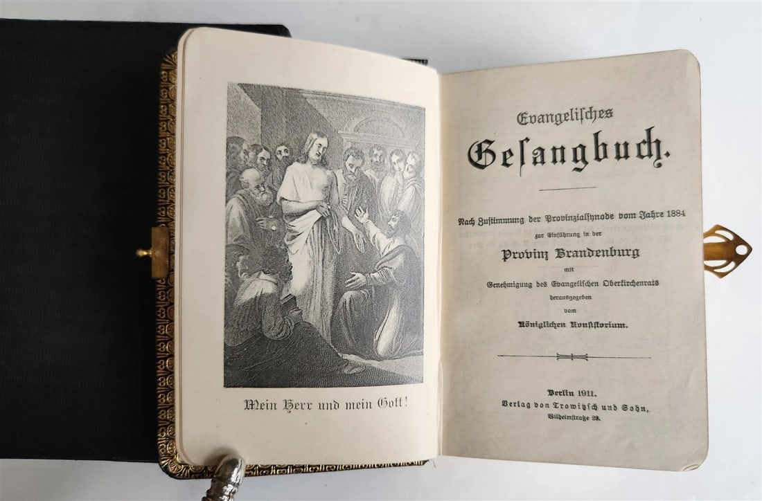 1911 HYMNAL in GERMAN antique DECORATIVE BINDING - 5
