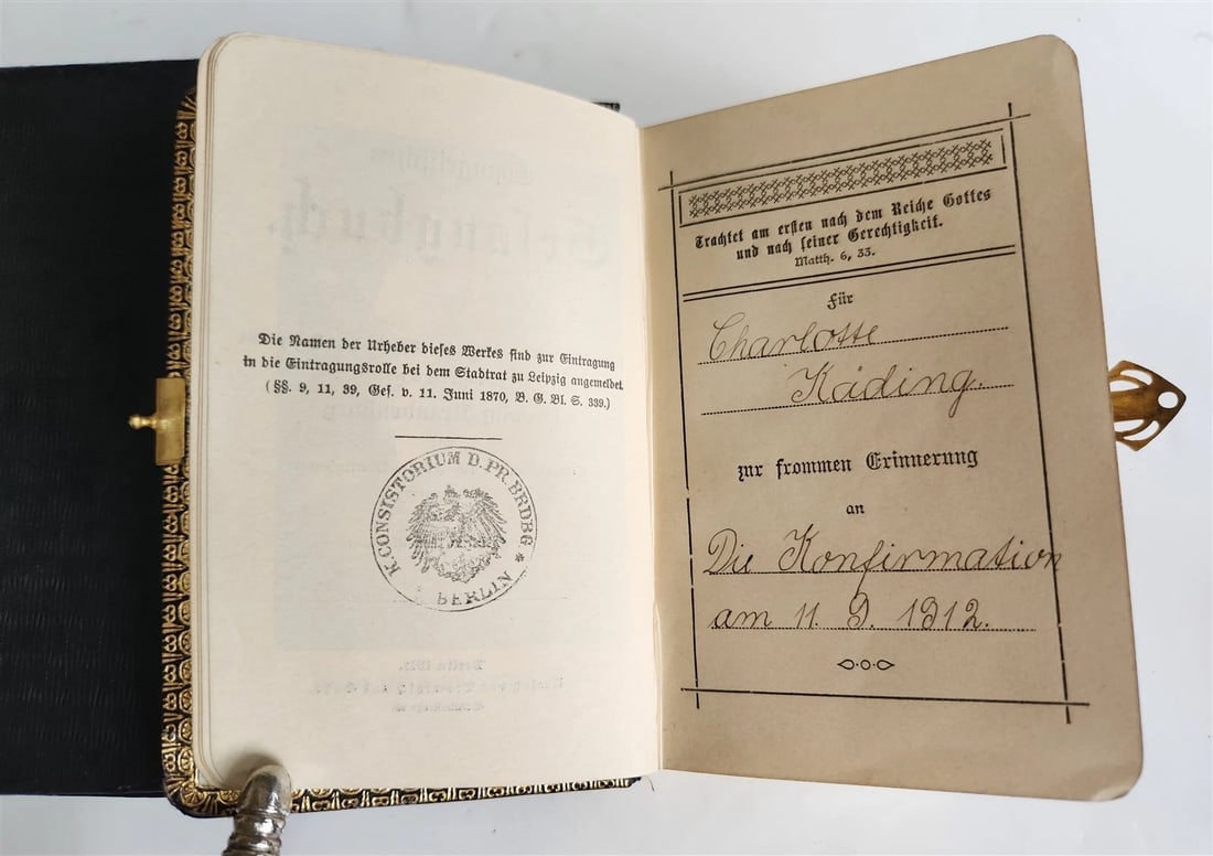 1911 HYMNAL in GERMAN antique DECORATIVE BINDING - 7