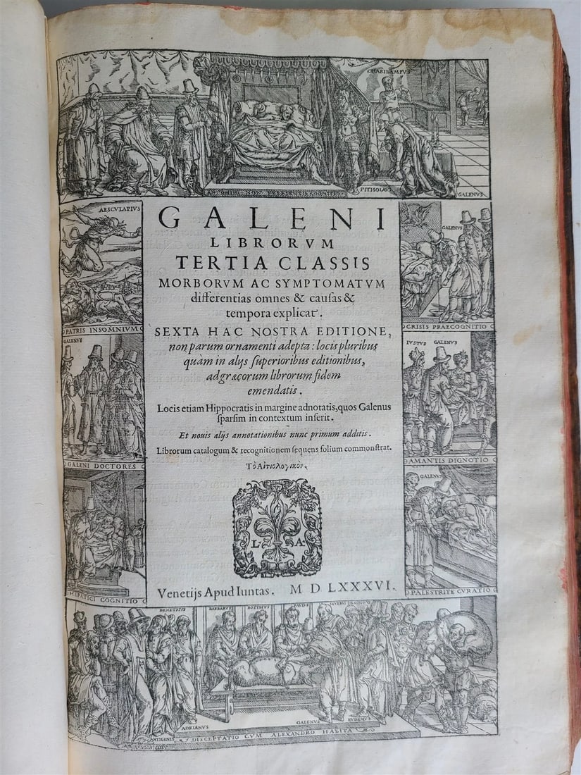 1586 RENAISSANCE EDITION OF GALEN antique FOLIO 16th century FAMOUS MEDICAL WORK - 2