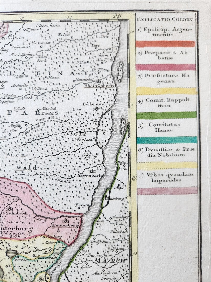 1750s ALSACE FRANCE antique MAP by HOMANN Alsatia tam superior - 4