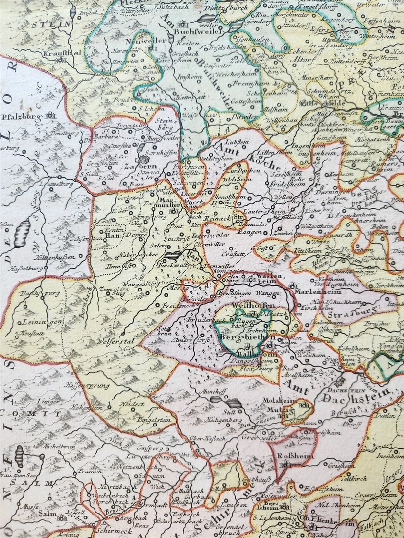1750s ALSACE FRANCE antique MAP by HOMANN Alsatia tam superior - 6