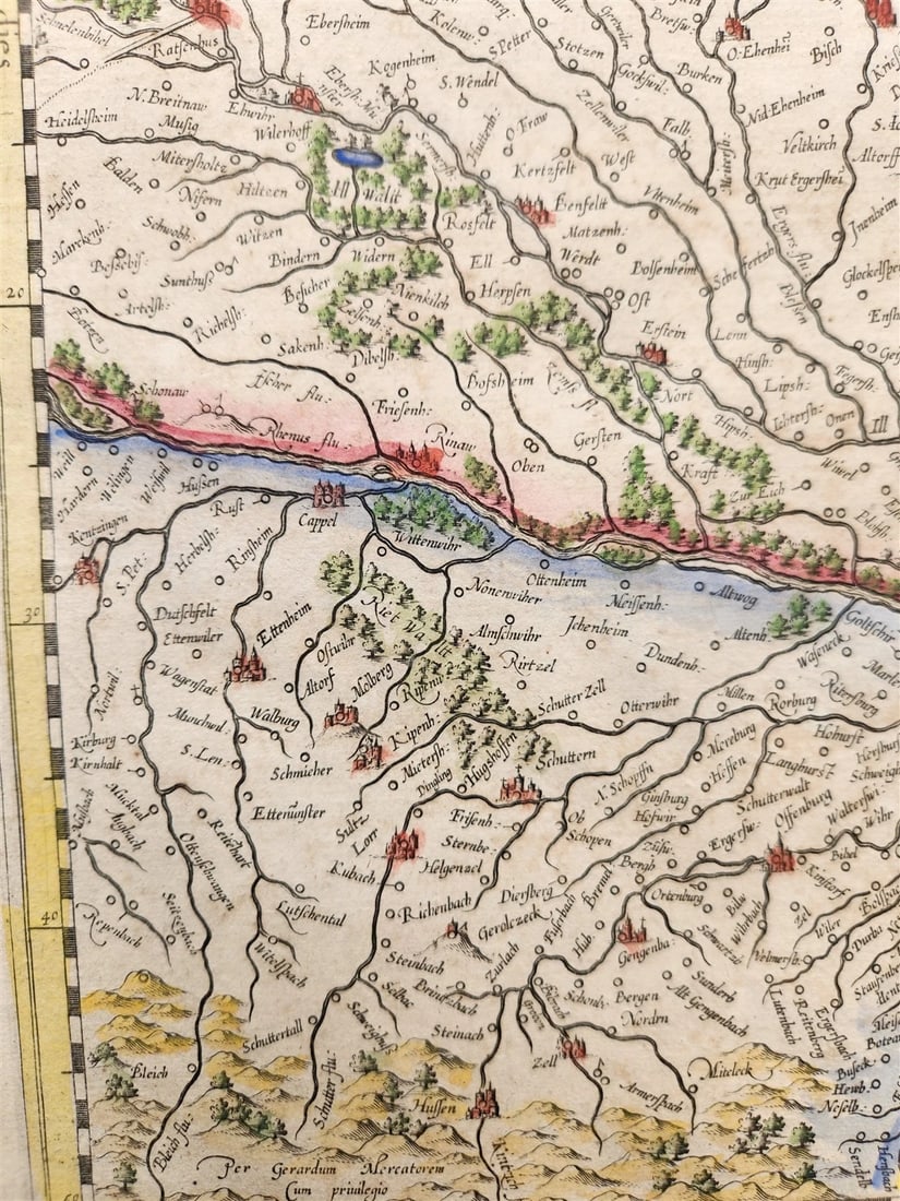 1650s ALSACE FRANCE antique MAP by Janssonius 17th CENTURY ALSATIAE inferior - 3
