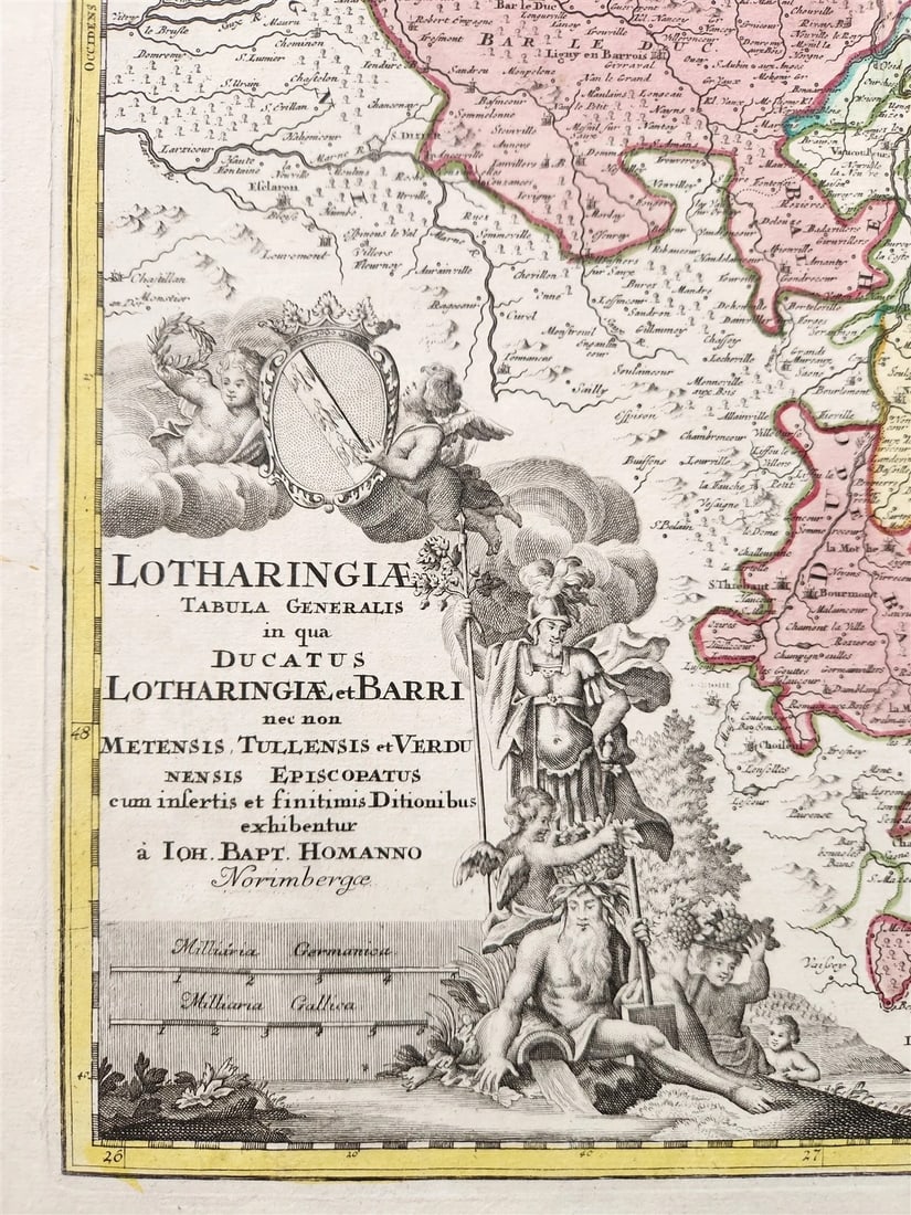 1720 LORRAINE FRANCE antique MAP by Homann Lotharingiae Tabula Generalis - 2