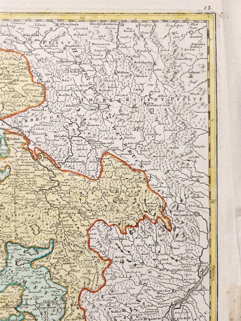 1720 LORRAINE FRANCE antique MAP by Homann Lotharingiae Tabula Generalis - 4