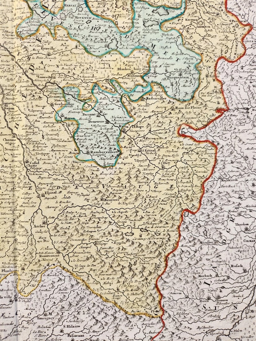 1720 LORRAINE FRANCE antique MAP by Homann Lotharingiae Tabula Generalis - 5