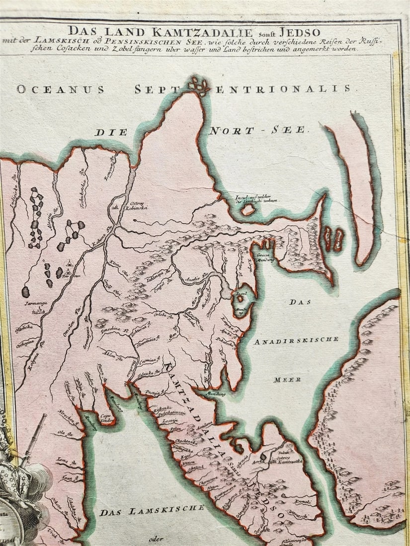 1730 CASPIAN SEA & KAMCHATKA antique MAP Russia by HOMANN HEIRS - 2