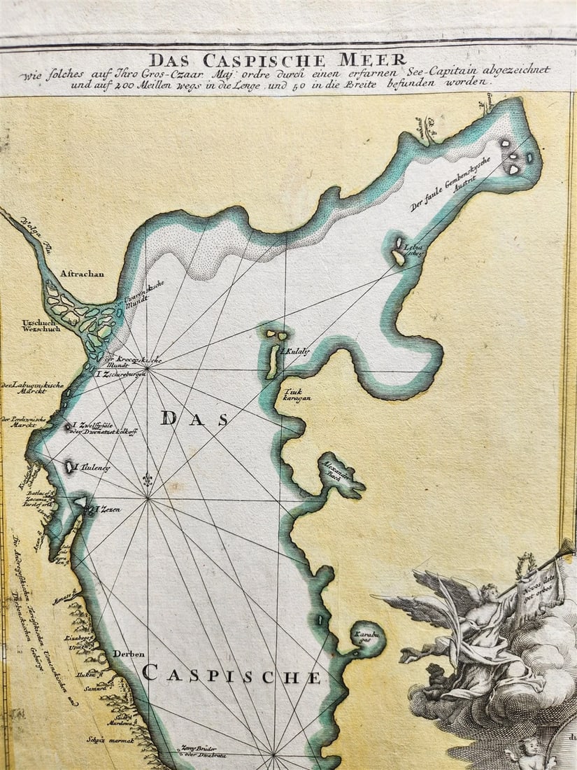 1730 CASPIAN SEA & KAMCHATKA antique MAP Russia by HOMANN HEIRS - 3