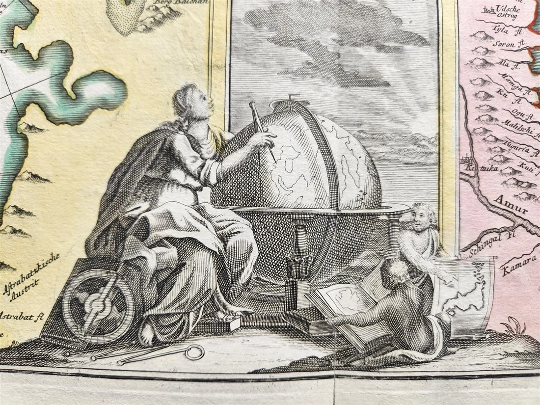 1730 CASPIAN SEA & KAMCHATKA antique MAP Russia by HOMANN HEIRS - 5