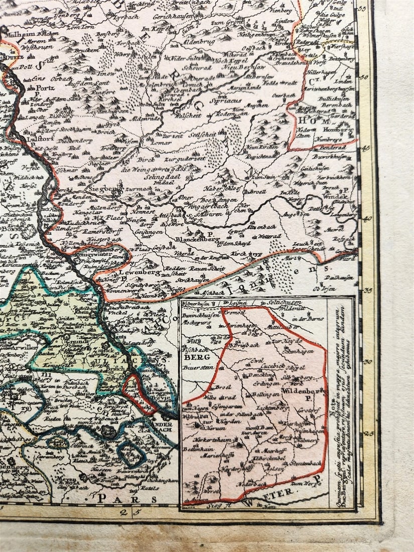 1730s GERMANY antique MAP by JOHANN HOMANN Ducatus IULIACI & BERGENSIS - 3