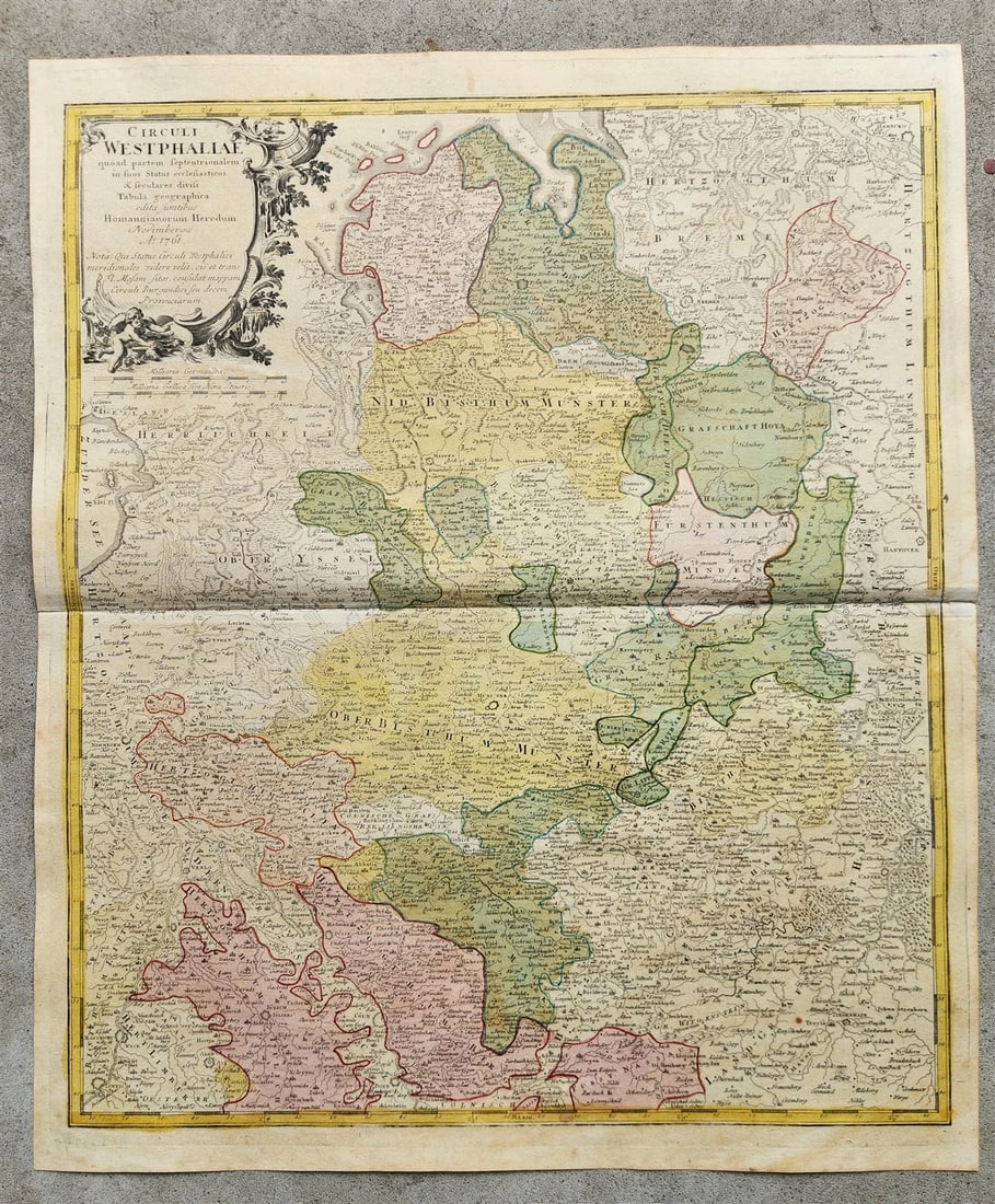 1761 GERMANY Circuli WESTPHALIAE antique MAP by HOMANN HEIRS (1 of 5)
