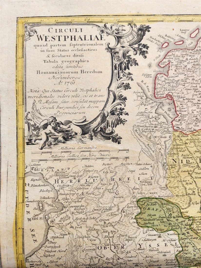 1761 GERMANY Circuli WESTPHALIAE antique MAP by HOMANN HEIRS - 2