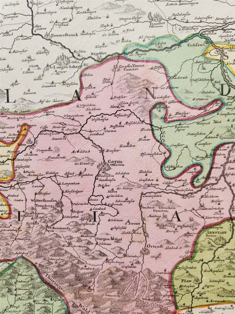 1730s PRINCIPATUS ISENACENSIS GERMANY antique MAP by JOHANN HOMANN - 3