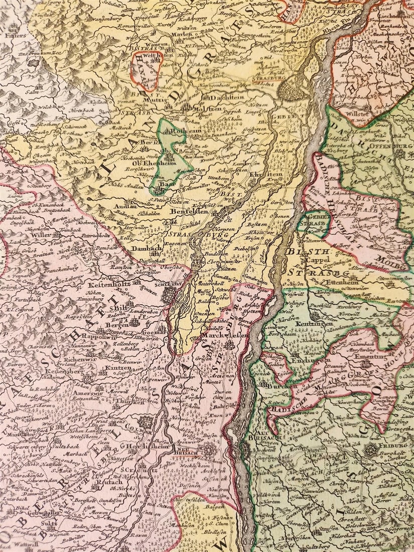 1720s ALSACE FRANCE antique MAP LAND GRAVIATUS ALSATIAE by JOHANN HOMANN - 6