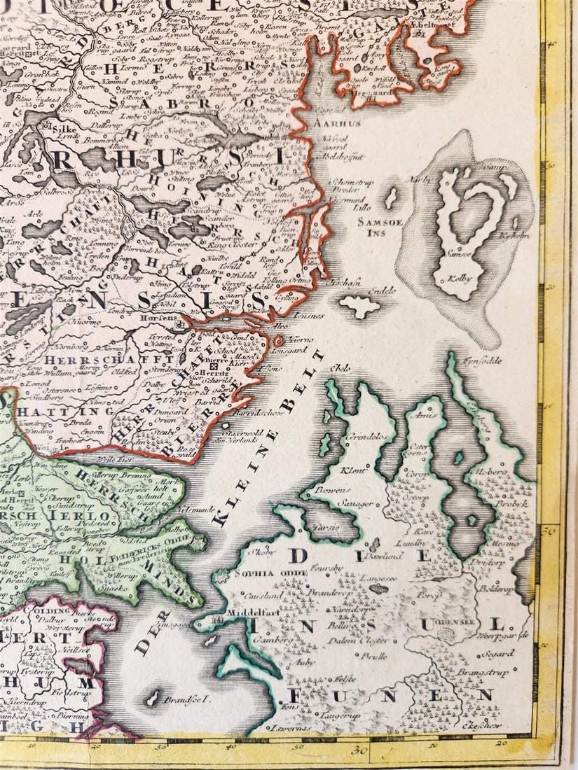 1710s DENMARK antique MAP IUTIAE Tabula Generalis by JOHANN HOMANN AUTHENTIC - 3