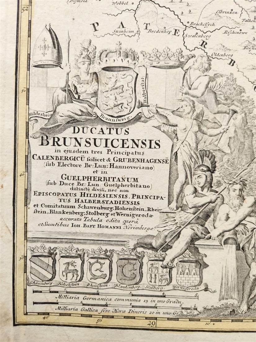 1720s GERMANY DUCATUS BRUNSUICENSIS antique MAP DUCHY of BRUNSWICK JOHANN HOMANN - 2