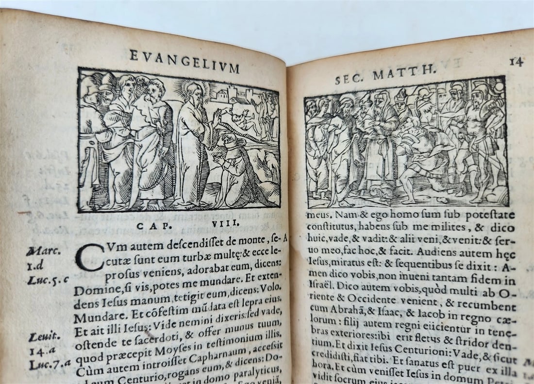 16th century BIBLE in LATIN ILLUSTRATED antique pocket size NEW TESTAMENT - 5