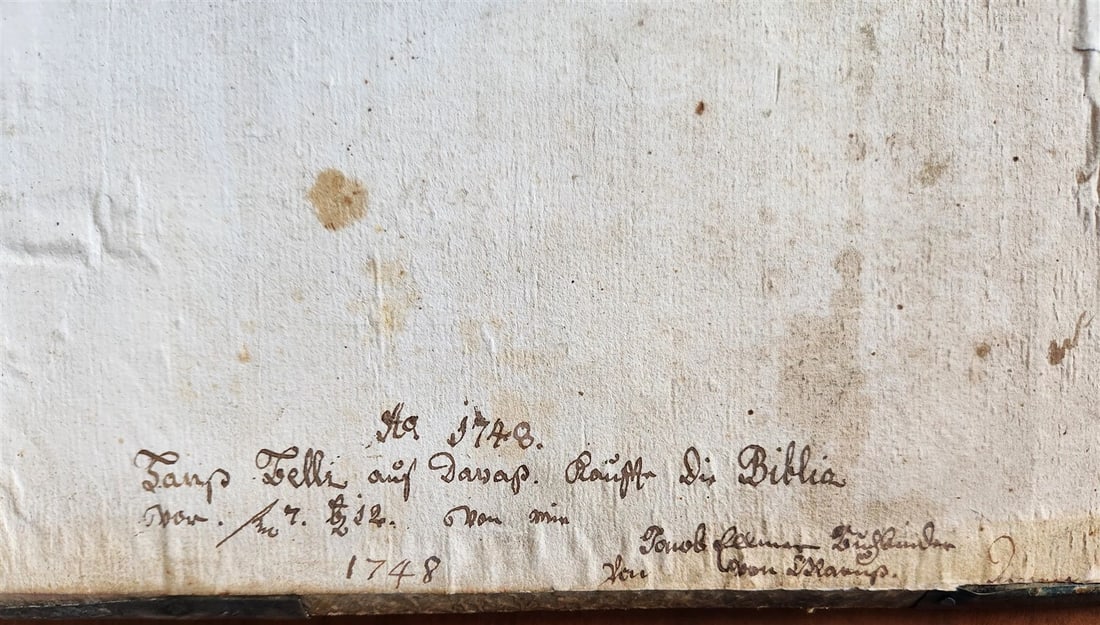 1736 SWISS LUTHER BIBLE antique PIGSKIN BOUND FOLIO w/ BRASS FITTINGS & CLASPS - 11