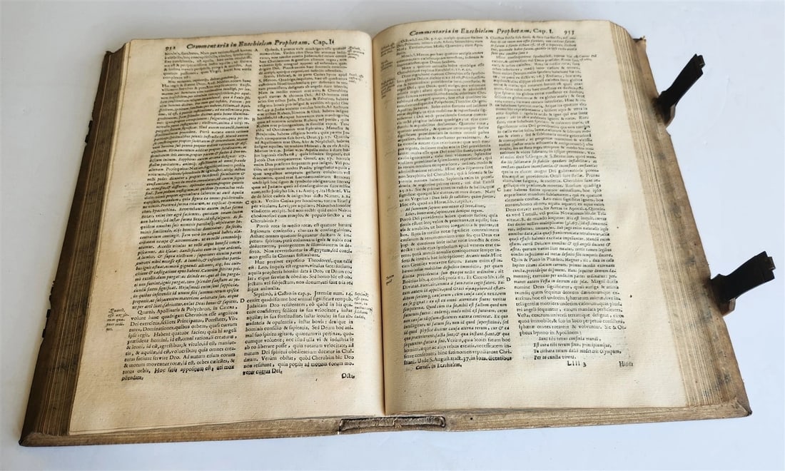 1727 COMMENTARIUS in IEREMIAM PROPHETAM THRENOS et BARUCH PIGSKIN FOLIO antique - 10