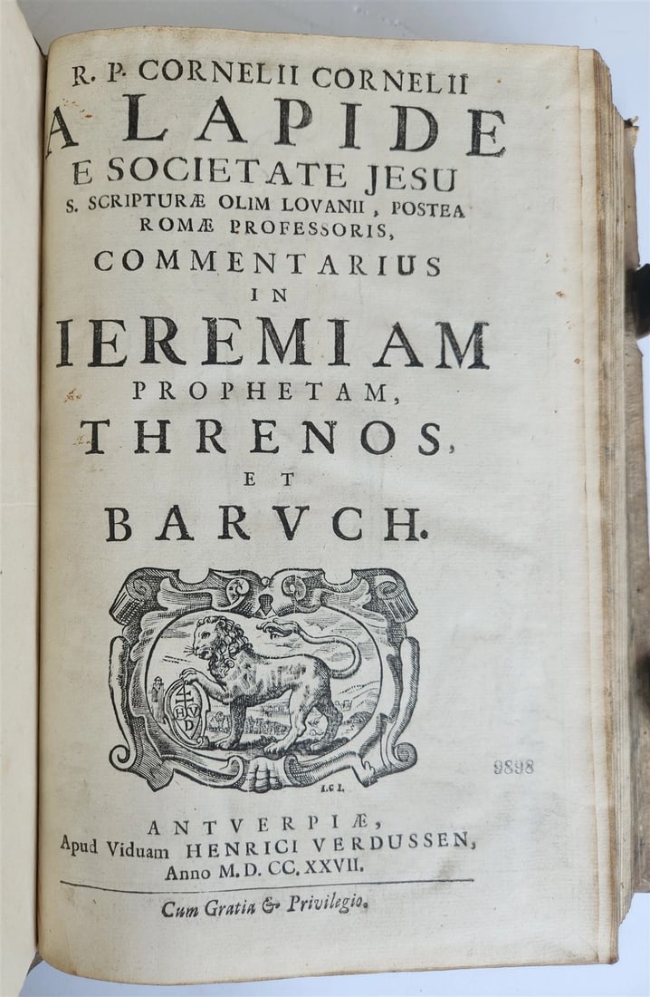 1727 COMMENTARIUS in IEREMIAM PROPHETAM THRENOS et BARUCH PIGSKIN FOLIO antique - 4