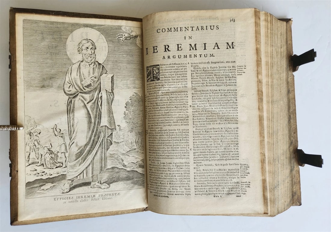 1727 COMMENTARIUS in IEREMIAM PROPHETAM THRENOS et BARUCH PIGSKIN FOLIO antique - 5