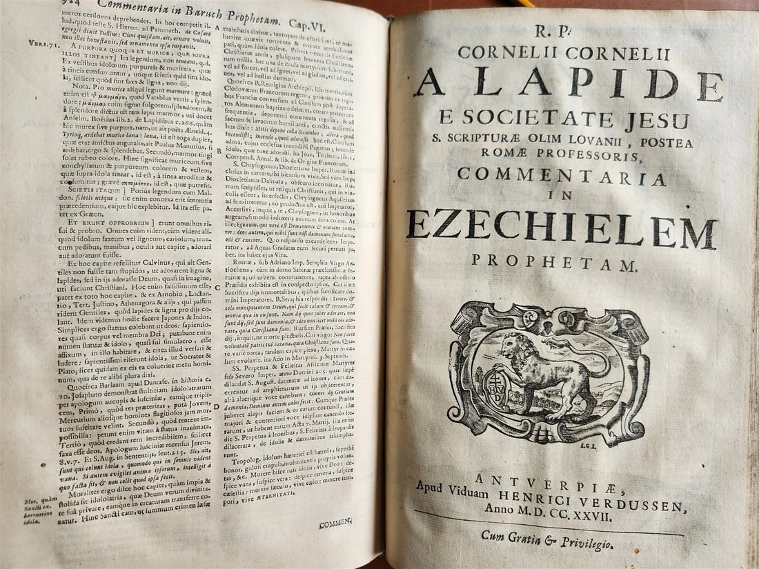 1727 COMMENTARIUS in IEREMIAM PROPHETAM THRENOS et BARUCH PIGSKIN FOLIO antique - 7