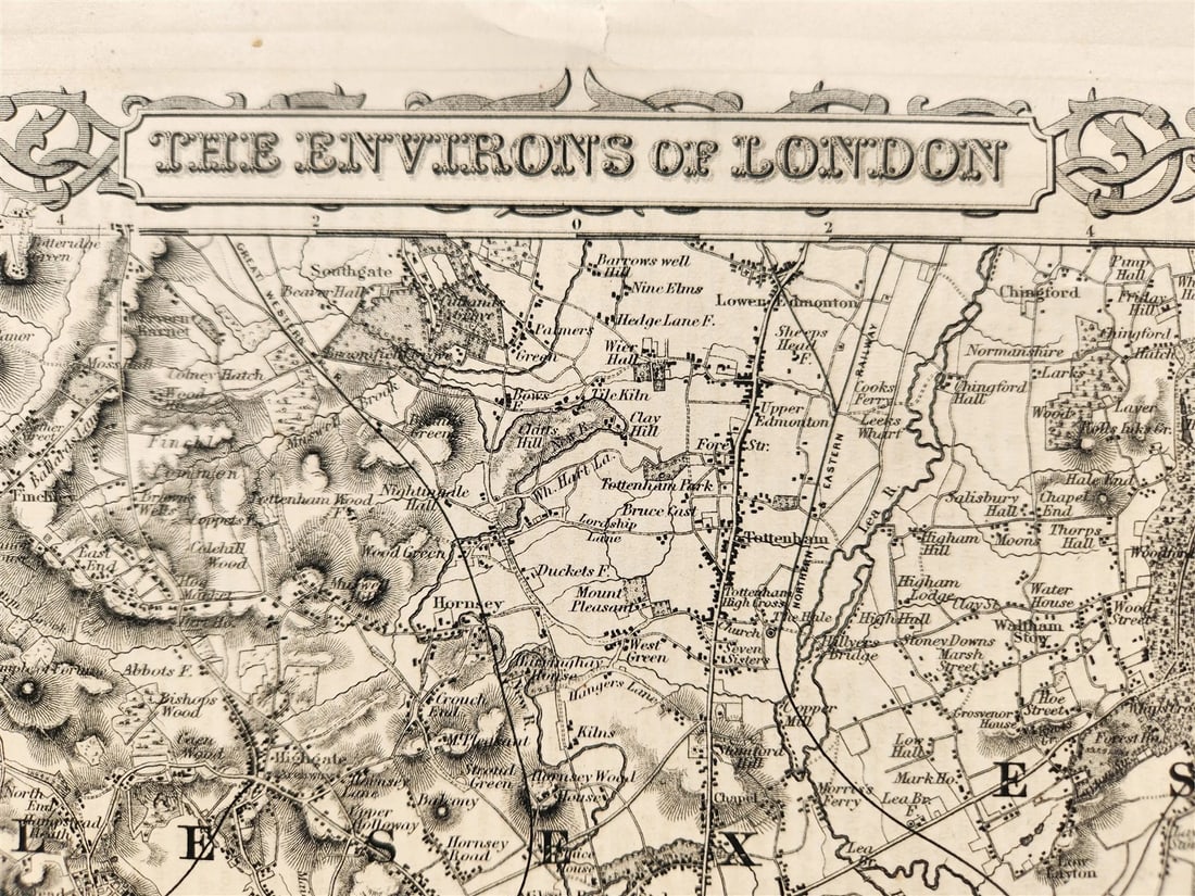 1866 THE ENVIRONS of LONDON antique MAP - 2