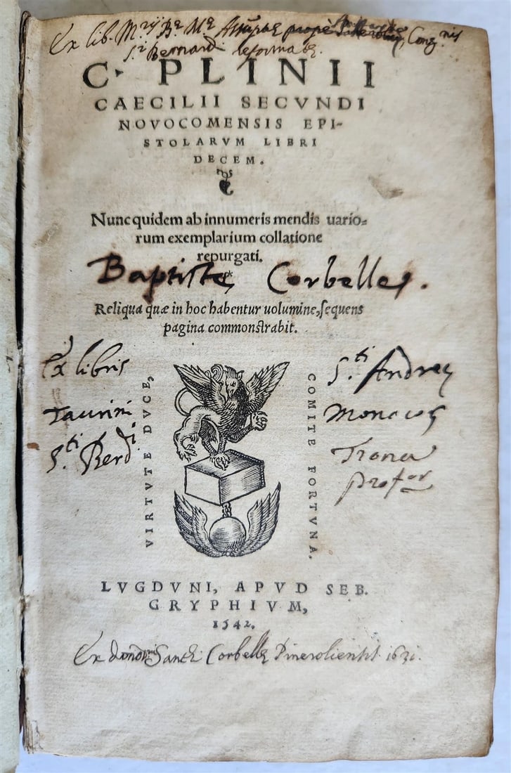 1542 HISTORY by PLINY SECUNDUS antique 16th CENTURY: Title: 1542 HISTORY by PLINY SECUNDUS antique 16th CENTURY Description: Caio Plinio Secondo C. Plinii Caecilii secundi novocomensis epistolarum libri decem C. Pliny the Elder Lugduni (Lyon): Apud Seb.