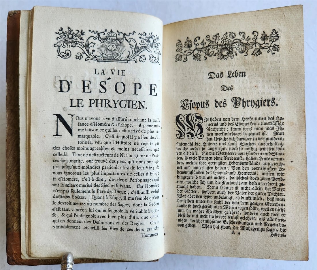 1758 FABLES of AESOP in FRENCH & GERMAN antique - 6