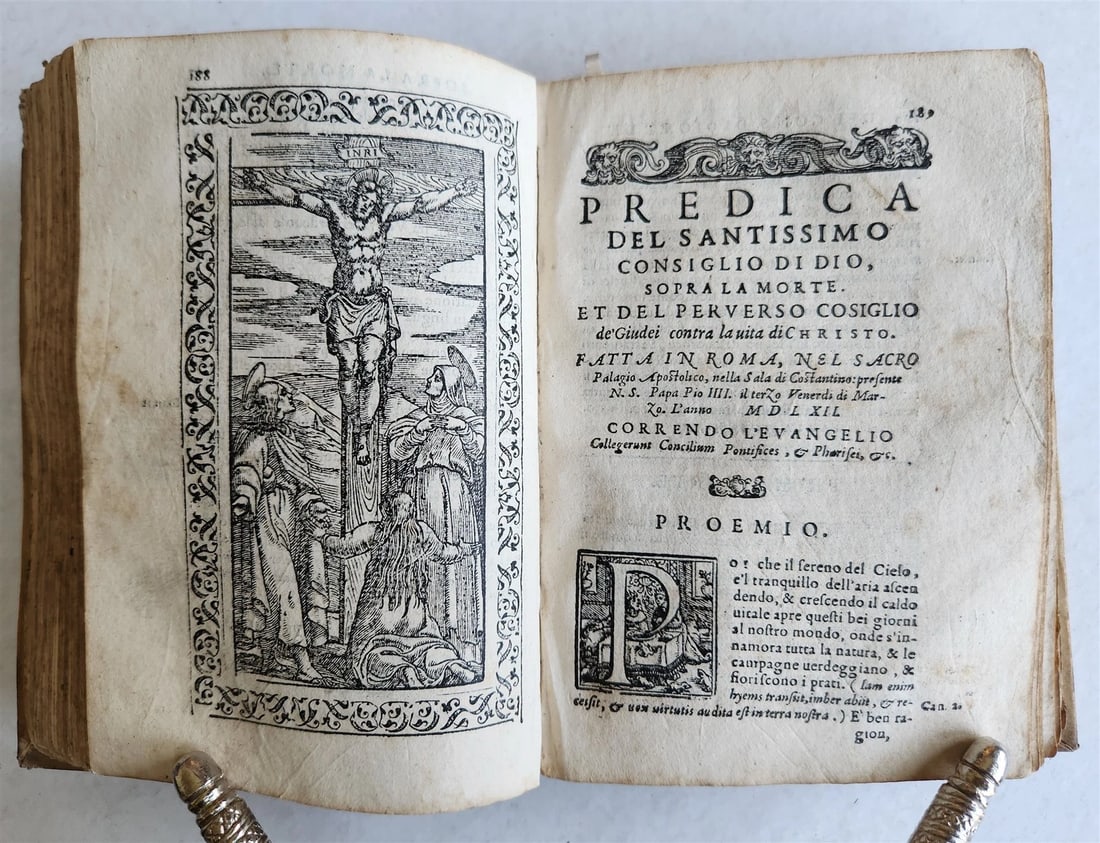 1581 SERMONS by MUSSO COPRNELIO antique 16th CENTURY vellum ILLUSTRATED scarce - 4