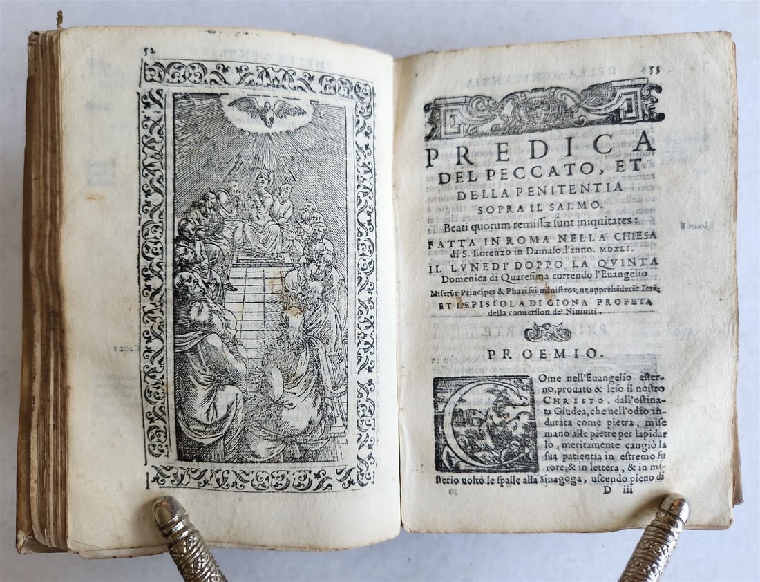 1581 SERMONS by MUSSO COPRNELIO antique 16th CENTURY vellum ILLUSTRATED scarce - 5