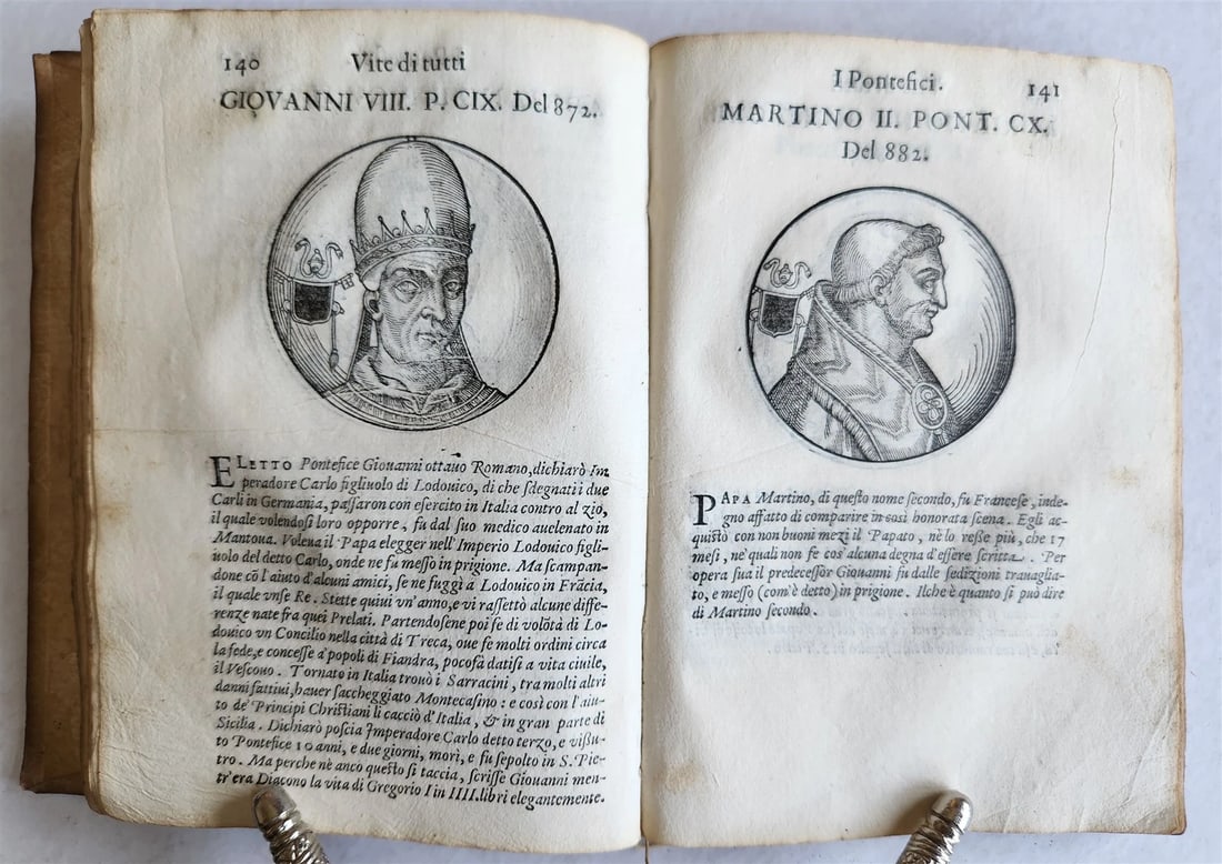 1592 LIVES of POPES ILLUSTRATED w/ 240 WOODCUTS antique 16th CENTURY (1 of 14)