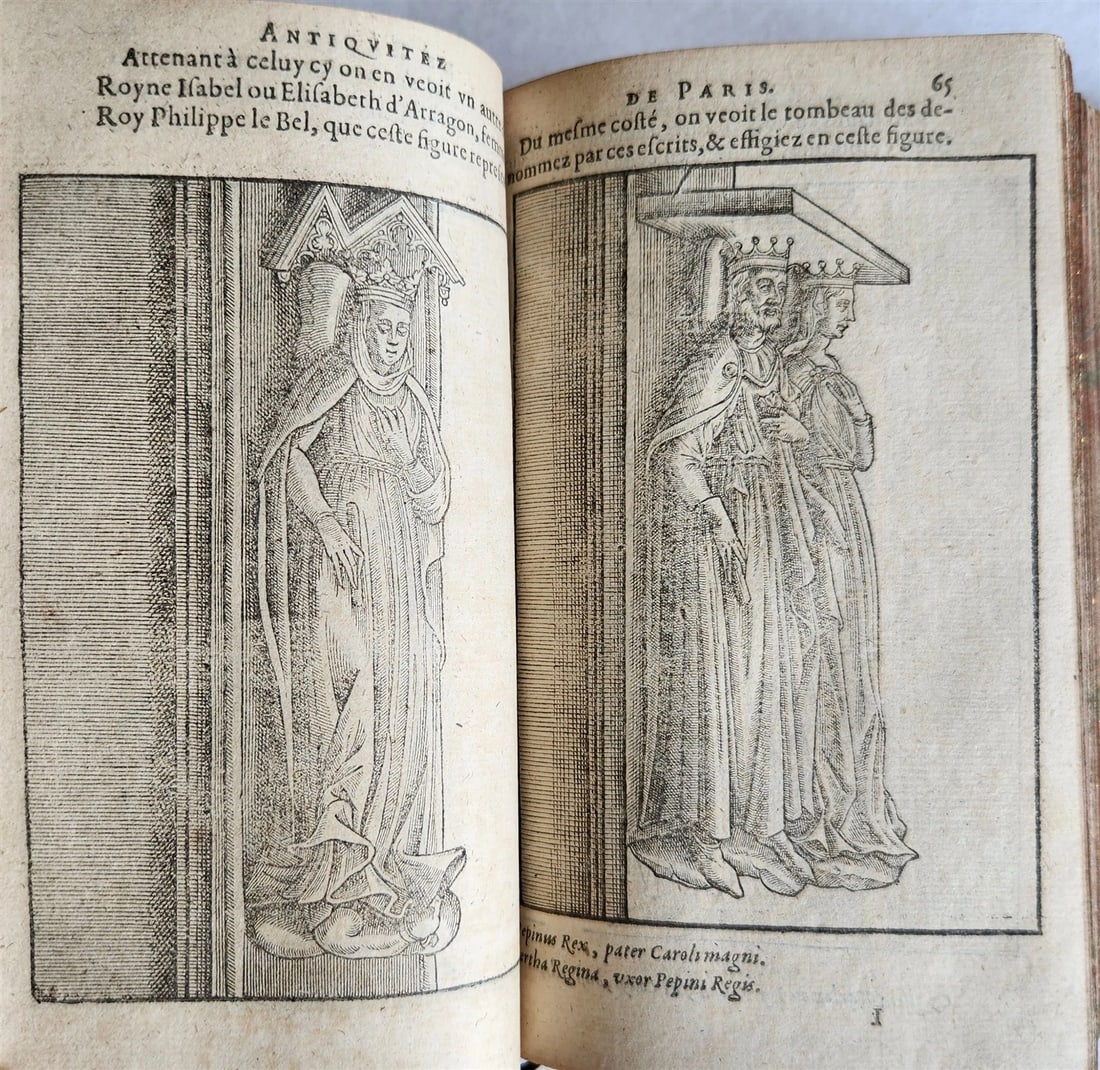 1608 HISTORICAL GUIDE to PARIS ILLUSTRATED w/ 55 WOODCUTS antique - 9