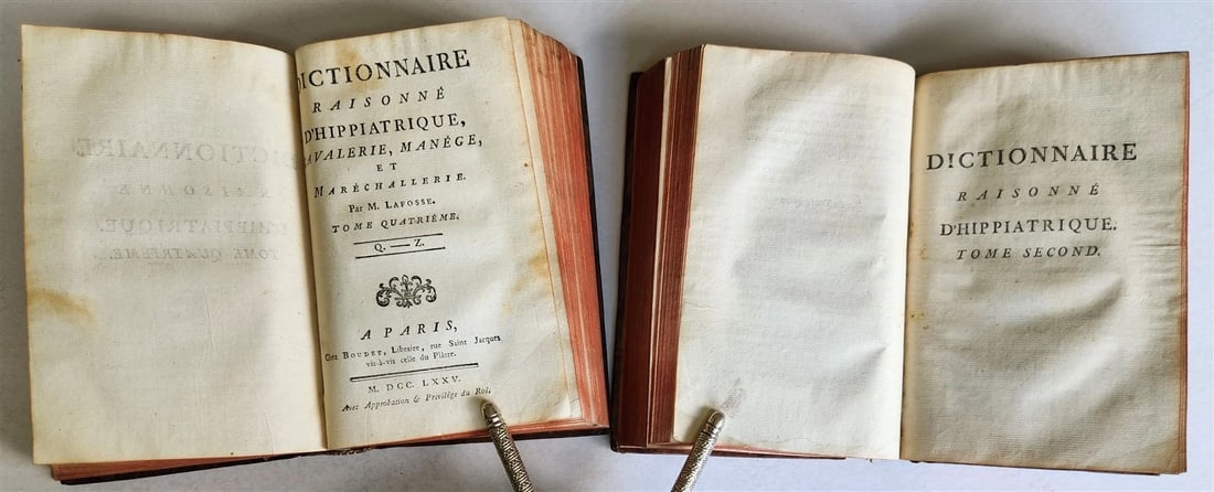 1775 DICTIONARY of HIPPIATRY CAVALRY HORSE RIDING 2 VOLUMES antique in FRENCH - 6